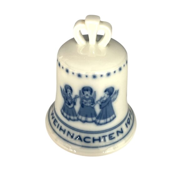 1973 Hutschenreuther Porcelain Christmas Bell – Blue & White Angel Design - Picture 1 of 5